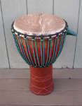 African djembe hand drum that's just been rebuilt by The Drum Doctor.
