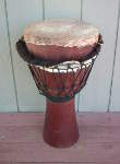 Djembe hand drum with a broken skin.