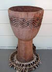 An old African djembe hand drum without a drum head.