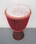 New shell, new skin, new rings and new rope on a new iroko wood djembe.