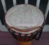 Djembe drum with a split skin.