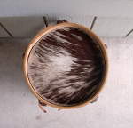 The old drum head of a South American bombo drum.