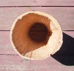 Very rough bearing edge of Garifuna drum from Belize.