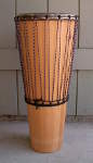 An ashiko hand drum with a beautiful new skin.