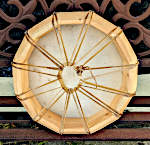 The back of a hoop drum with a broken counter ring.