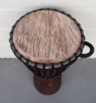 Fresh goatskin on a djembe hand drum.