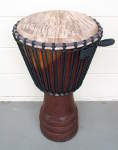 Djembe hand drum with new skin and all new rope.
