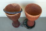 Two African djembe shells with their rings.