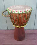 Rope-tuned African djembe hand drum.