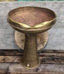 Darbuka with the head removed, showing the badly damaged bearing edge.