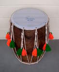 New drumhead on a dhol.
