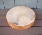 A new drum head on a frame drum