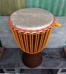 Rope-tuned African djembe drum.